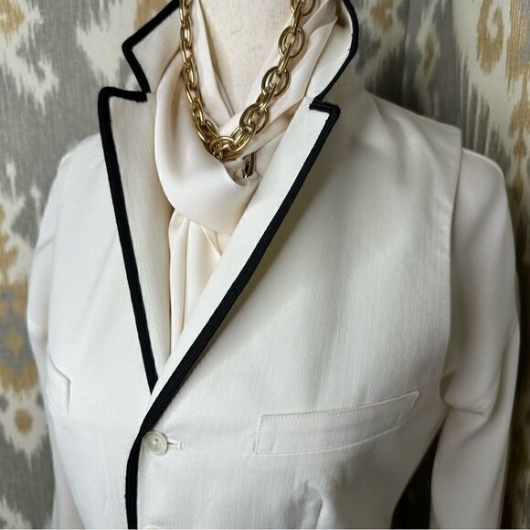 Ralph Lauren Cream with Black Trim Brushed Moleskin Cotton Waist Coat Gilet Vest - Picture 3 of 16